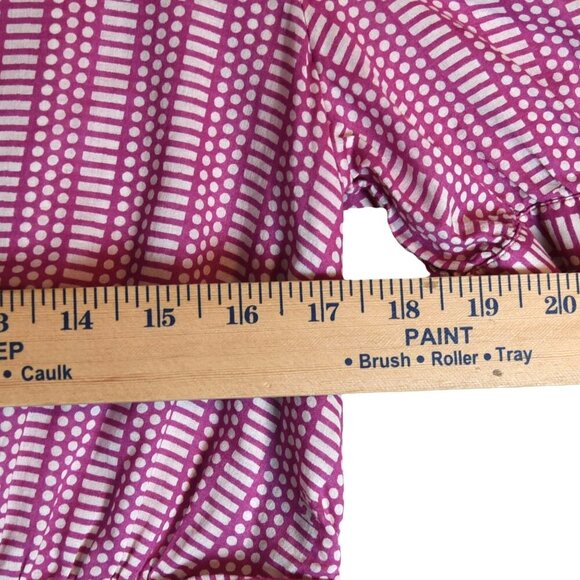 Tory Burch Pink Geometric Peplum Top Size 10 Boho Puff Sleeve 100% Cotton Design - Picture 5 of 8